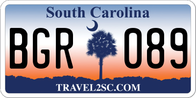 SC license plate BGR089