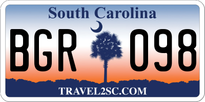 SC license plate BGR098