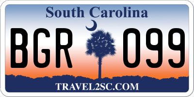 SC license plate BGR099
