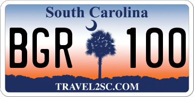 SC license plate BGR100