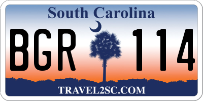 SC license plate BGR114
