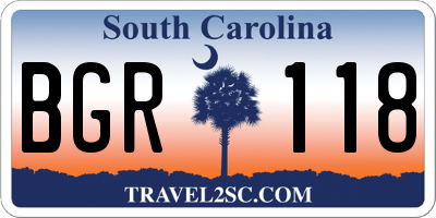SC license plate BGR118