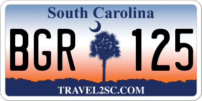 SC license plate BGR125
