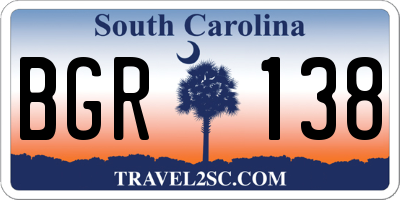 SC license plate BGR138