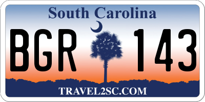 SC license plate BGR143
