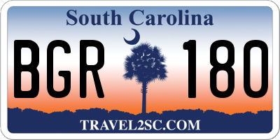 SC license plate BGR180