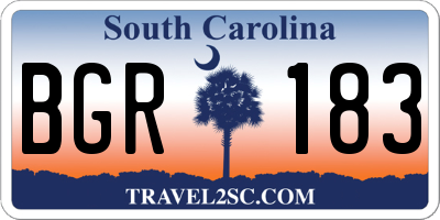 SC license plate BGR183