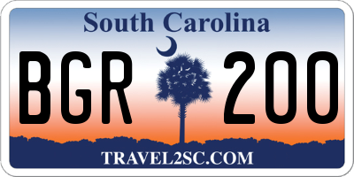 SC license plate BGR200