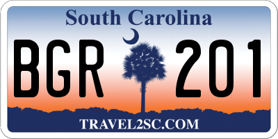 SC license plate BGR201