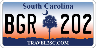 SC license plate BGR202