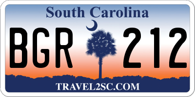SC license plate BGR212