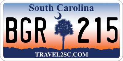 SC license plate BGR215