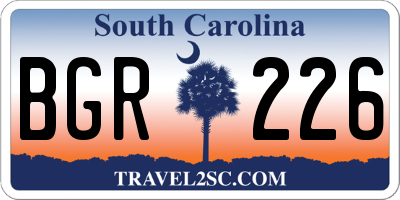 SC license plate BGR226