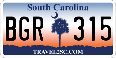 SC license plate BGR315