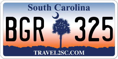 SC license plate BGR325