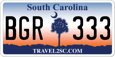 SC license plate BGR333