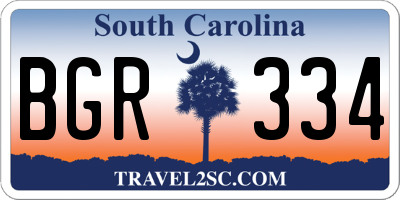 SC license plate BGR334