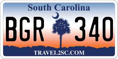 SC license plate BGR340