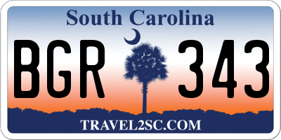 SC license plate BGR343