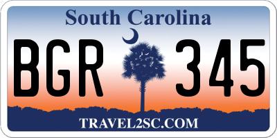SC license plate BGR345