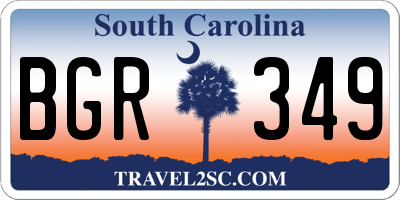 SC license plate BGR349