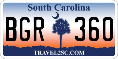 SC license plate BGR360