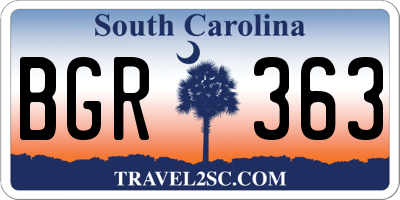 SC license plate BGR363