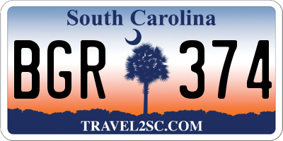 SC license plate BGR374