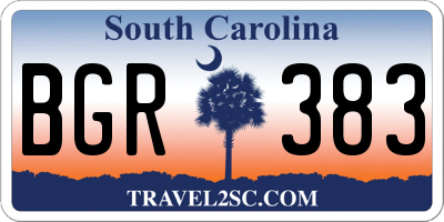 SC license plate BGR383