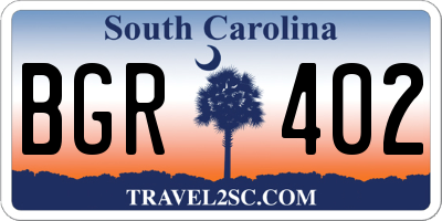SC license plate BGR402