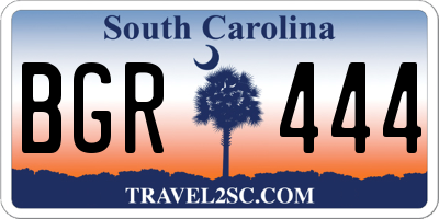 SC license plate BGR444