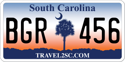 SC license plate BGR456