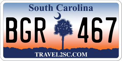 SC license plate BGR467
