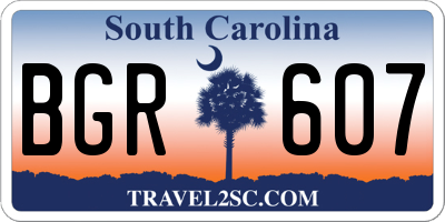 SC license plate BGR607