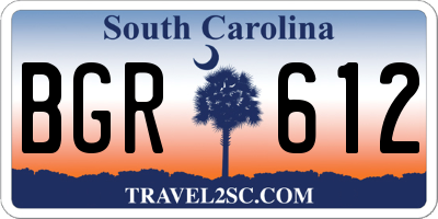 SC license plate BGR612