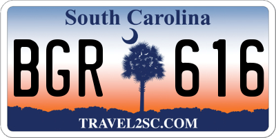 SC license plate BGR616
