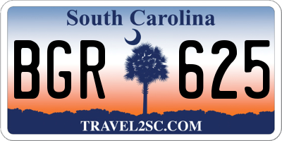 SC license plate BGR625