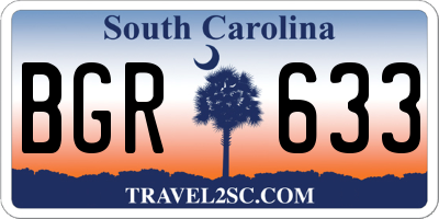 SC license plate BGR633