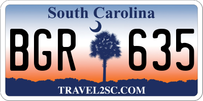 SC license plate BGR635
