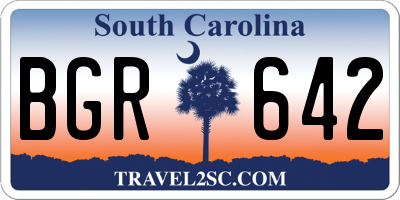 SC license plate BGR642