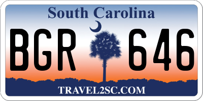 SC license plate BGR646