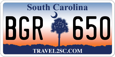 SC license plate BGR650
