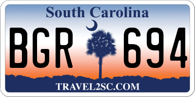 SC license plate BGR694