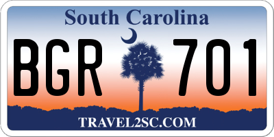 SC license plate BGR701