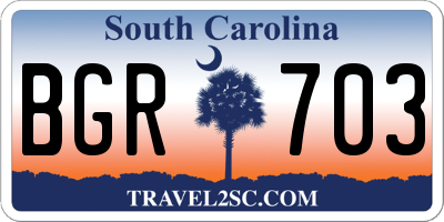 SC license plate BGR703