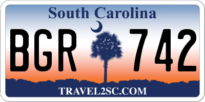 SC license plate BGR742