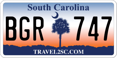 SC license plate BGR747