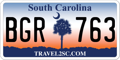 SC license plate BGR763