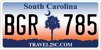 SC license plate BGR785