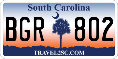 SC license plate BGR802